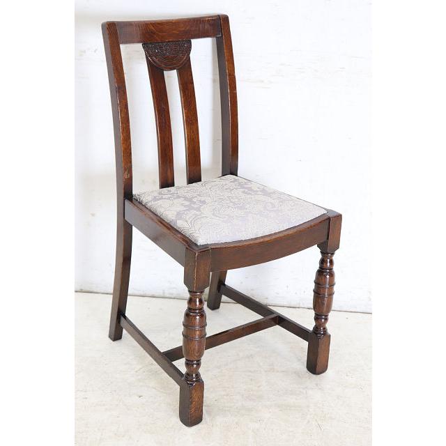 dn-2　1940年代イギリス製アンティーク ソリッドオーク 無垢材 お花が彫刻された ダイニングチェア 椅子 いす イス 白 ホワイト |  | 18