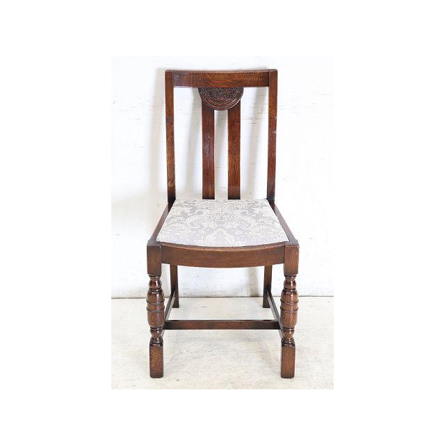 dn-2　1940年代イギリス製アンティーク ソリッドオーク 無垢材 お花が彫刻された ダイニングチェア 椅子 いす イス 白 ホワイト |  | 01