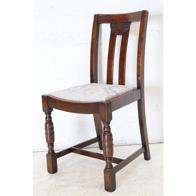 dn-2　1940年代イギリス製アンティーク ソリッドオーク 無垢材 お花が彫刻された ダイニングチェア 椅子 いす イス 白 ホワイト |  | 02