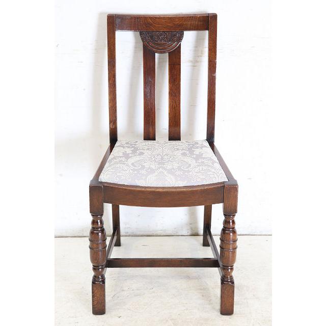 dn-2　1940年代イギリス製アンティーク ソリッドオーク 無垢材 お花が彫刻された ダイニングチェア 椅子 いす イス 白 ホワイト |  | 03