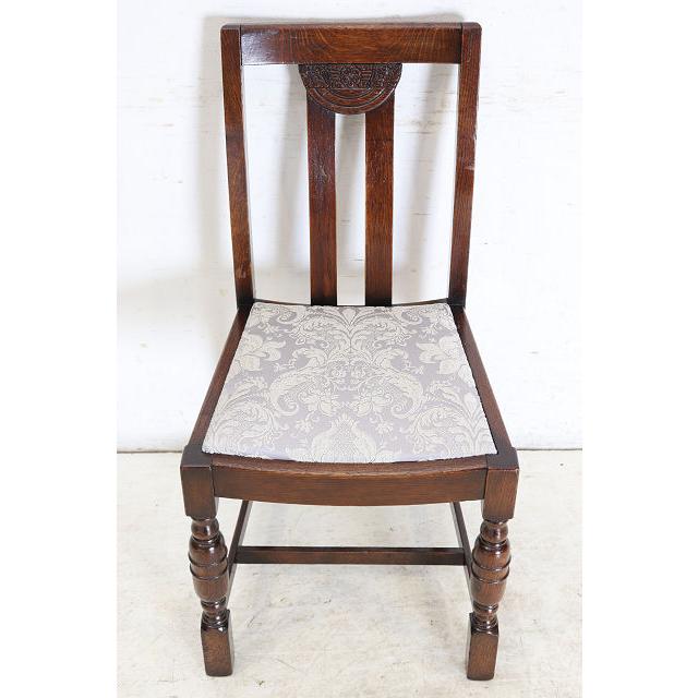 dn-2　1940年代イギリス製アンティーク ソリッドオーク 無垢材 お花が彫刻された ダイニングチェア 椅子 いす イス 白 ホワイト |  | 05