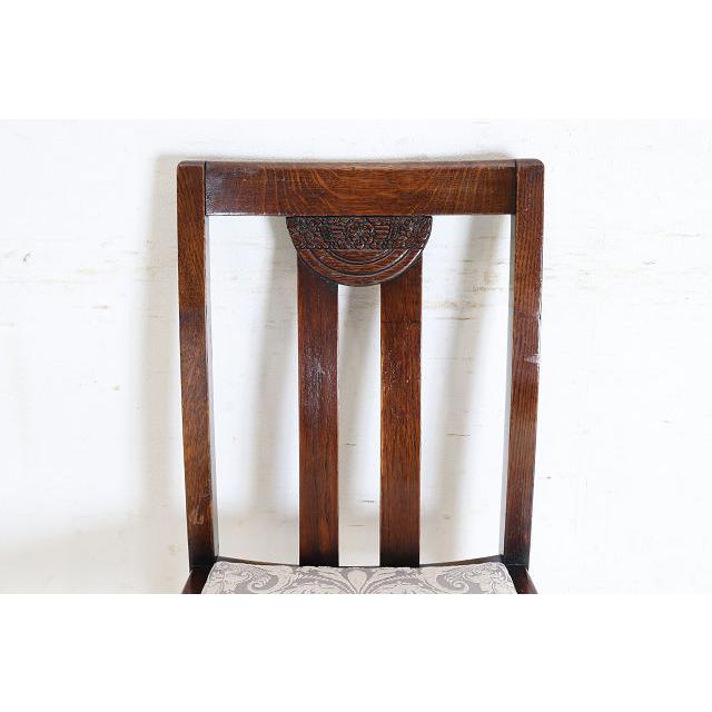 dn-2　1940年代イギリス製アンティーク ソリッドオーク 無垢材 お花が彫刻された ダイニングチェア 椅子 いす イス 白 ホワイト |  | 06