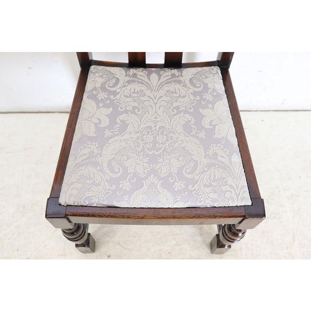 dn-2　1940年代イギリス製アンティーク ソリッドオーク 無垢材 お花が彫刻された ダイニングチェア 椅子 いす イス 白 ホワイト |  | 07