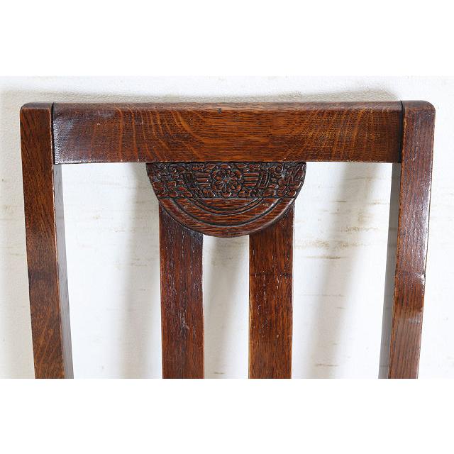 dn-2　1940年代イギリス製アンティーク ソリッドオーク 無垢材 お花が彫刻された ダイニングチェア 椅子 いす イス 白 ホワイト |  | 08