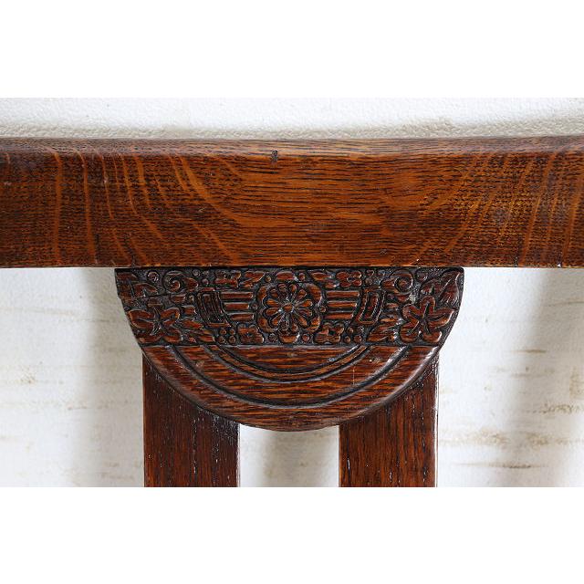 dn-2　1940年代イギリス製アンティーク ソリッドオーク 無垢材 お花が彫刻された ダイニングチェア 椅子 いす イス 白 ホワイト |  | 09