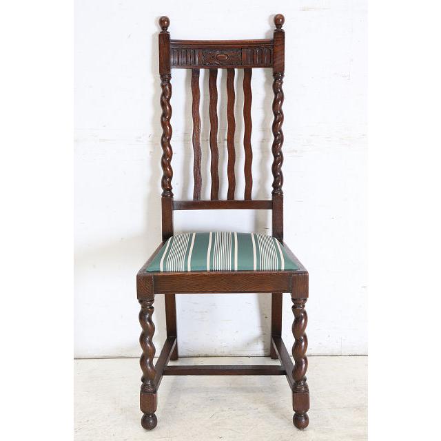 dn-32　1930年代イギリス製アンティーク オーク シュガーバリーツイスト ダイニングチェア 4脚セット 食卓椅子 いす イス 送料無料 |  | 06