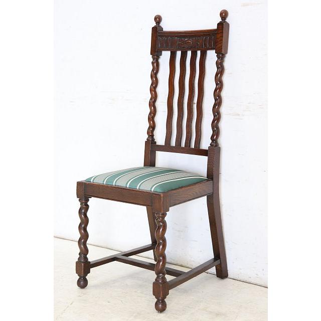 dn-32　1930年代イギリス製アンティーク オーク シュガーバリーツイスト ダイニングチェア 4脚セット 食卓椅子 いす イス 送料無料 |  | 07