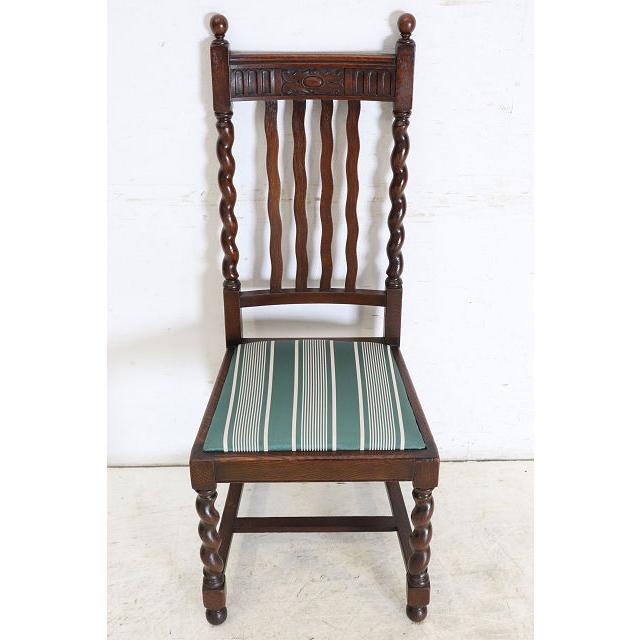 dn-32　1930年代イギリス製アンティーク オーク シュガーバリーツイスト ダイニングチェア 4脚セット 食卓椅子 いす イス 送料無料 |  | 08