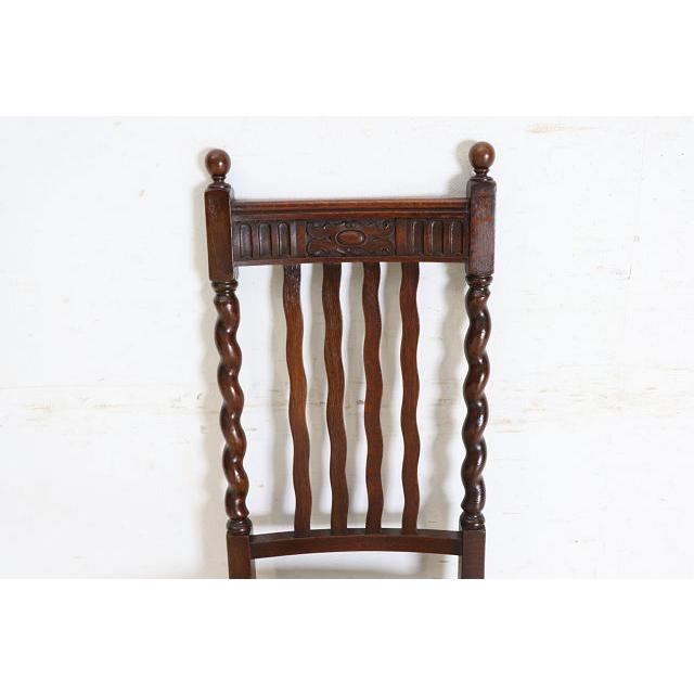 dn-32　1930年代イギリス製アンティーク オーク シュガーバリーツイスト ダイニングチェア 4脚セット 食卓椅子 いす イス 送料無料 |  | 09