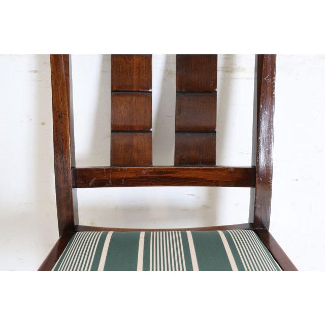 dn-34　1940年代イギリス製アンティーク ソリッドオーク 無垢材 ダブルカップレッグ ダイニングチェア 椅子 いす イス グリーンのストライプ |  | 11