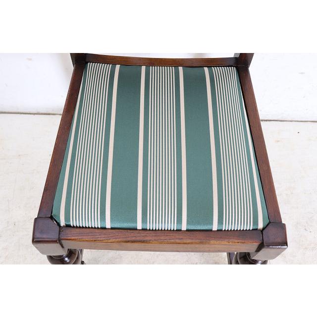 dn-34　1940年代イギリス製アンティーク ソリッドオーク 無垢材 ダブルカップレッグ ダイニングチェア 椅子 いす イス グリーンのストライプ |  | 12