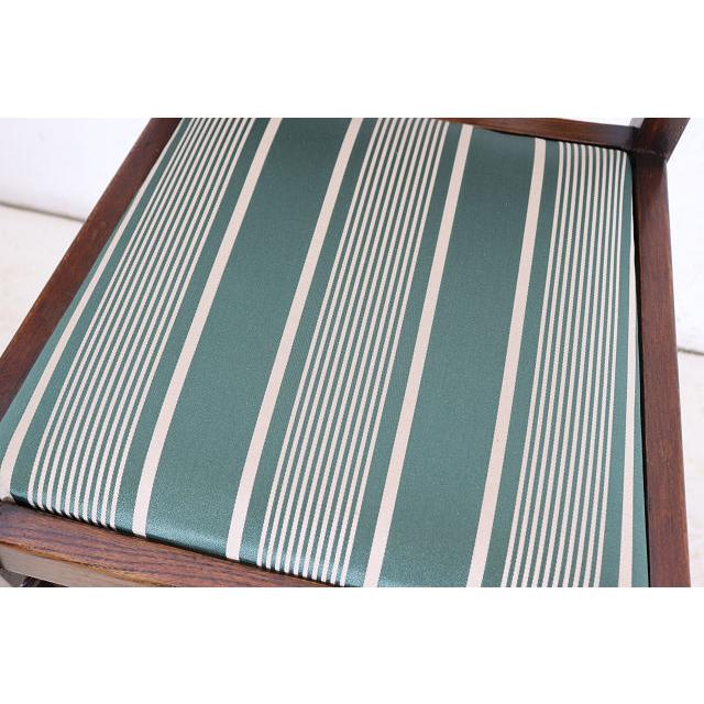 dn-34　1940年代イギリス製アンティーク ソリッドオーク 無垢材 ダブルカップレッグ ダイニングチェア 椅子 いす イス グリーンのストライプ |  | 13