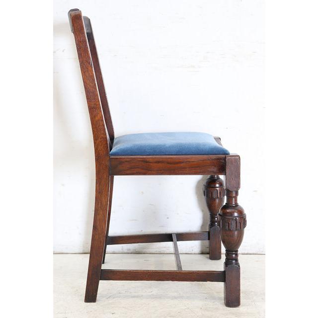 dn-37　1940年代イギリス製アンティーク ソリッドオーク 無垢材 ダブルカップレッグ ダイニングチェア 椅子 いす イス ブルー 青 |  | 19