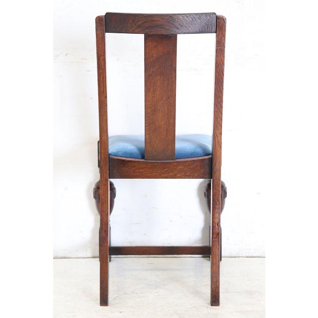 dn-37　1940年代イギリス製アンティーク ソリッドオーク 無垢材 ダブルカップレッグ ダイニングチェア 椅子 いす イス ブルー 青 |  | 20