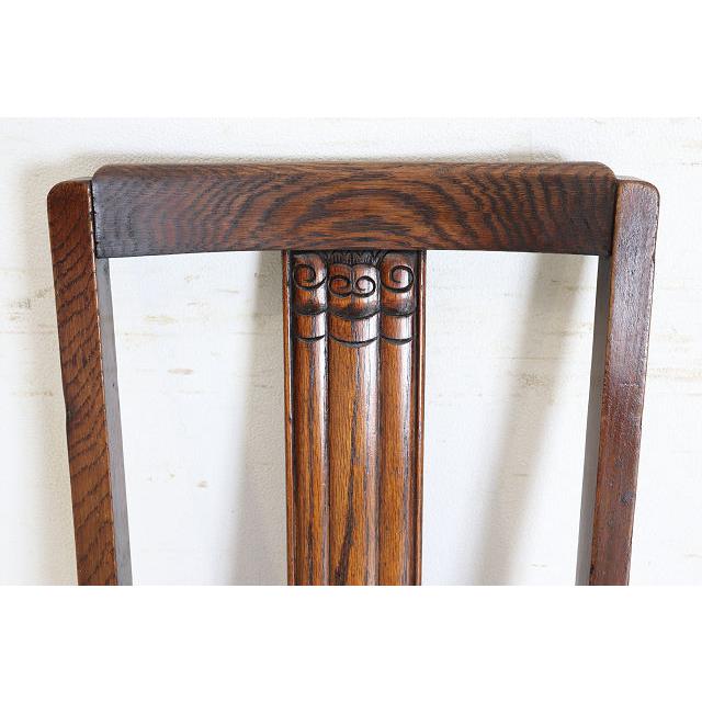 dn-37　1940年代イギリス製アンティーク ソリッドオーク 無垢材 ダブルカップレッグ ダイニングチェア 椅子 いす イス ブルー 青 |  | 09