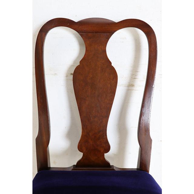 dn-39　1960年代イギリス製ビンテージ ウォルナット クイーンアンスタイル ダイニングチェア 4脚セット イス 椅子 いす セット販売チェア パープル |  | 10