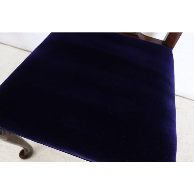 dn-39　1960年代イギリス製ビンテージ ウォルナット クイーンアンスタイル ダイニングチェア 4脚セット イス 椅子 いす セット販売チェア パープル |  | 11