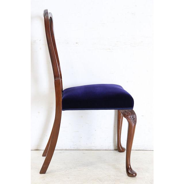 dn-39　1960年代イギリス製ビンテージ ウォルナット クイーンアンスタイル ダイニングチェア 4脚セット イス 椅子 いす セット販売チェア パープル |  | 19