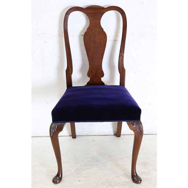 dn-39　1960年代イギリス製ビンテージ ウォルナット クイーンアンスタイル ダイニングチェア 4脚セット イス 椅子 いす セット販売チェア パープル |  | 04