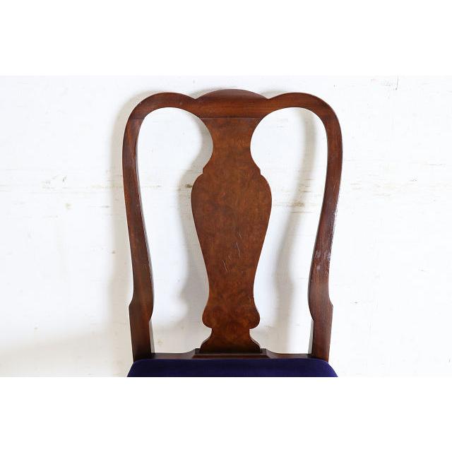 dn-39　1960年代イギリス製ビンテージ ウォルナット クイーンアンスタイル ダイニングチェア 4脚セット イス 椅子 いす セット販売チェア パープル |  | 08