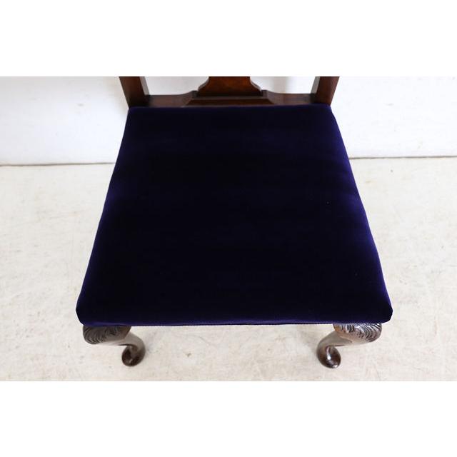 dn-39　1960年代イギリス製ビンテージ ウォルナット クイーンアンスタイル ダイニングチェア 4脚セット イス 椅子 いす セット販売チェア パープル |  | 09