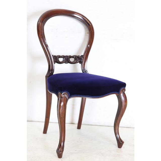 dn-3　1890年代イギリス製アンティーク ウォルナット ビクトリアン バルーンバックチェア 6脚セット 椅子 いす イス パープル |  | 18