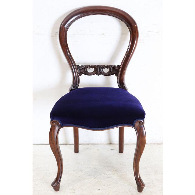 dn-3　1890年代イギリス製アンティーク ウォルナット ビクトリアン バルーンバックチェア 6脚セット 椅子 いす イス パープル |  | 04