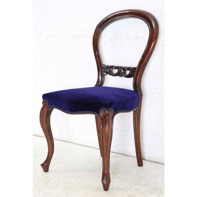 dn-3　1890年代イギリス製アンティーク ウォルナット ビクトリアン バルーンバックチェア 6脚セット 椅子 いす イス パープル |  | 07