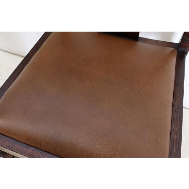 dn-47　1940年代イギリス製アンティーク ソリッドオーク 無垢材 レザーシート 本革 ダブルカップレッグ ダイニングチェア 椅子 いす イス（B） |  | 12