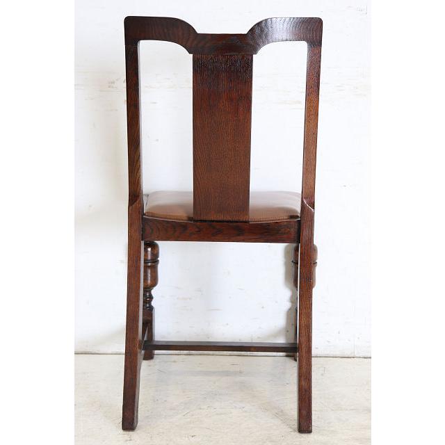 dn-47　1940年代イギリス製アンティーク ソリッドオーク 無垢材 レザーシート 本革 ダブルカップレッグ ダイニングチェア 椅子 いす イス（B） |  | 19