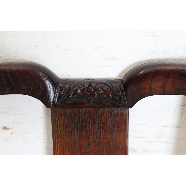 dn-47　1940年代イギリス製アンティーク ソリッドオーク 無垢材 レザーシート 本革 ダブルカップレッグ ダイニングチェア 椅子 いす イス（B） |  | 09