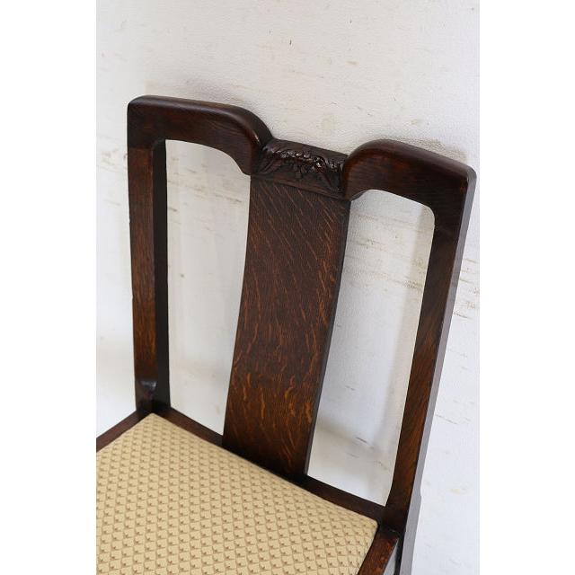 dn-49　1940年代イギリス製アンティーク ソリッドオーク 無垢材 ブドウのデザインの彫刻 ダブルカップレッグ ダイニングチェア 椅子 いす イス |  | 10