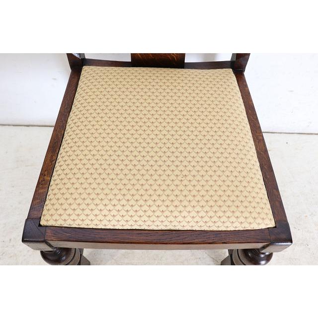 dn-49　1940年代イギリス製アンティーク ソリッドオーク 無垢材 ブドウのデザインの彫刻 ダブルカップレッグ ダイニングチェア 椅子 いす イス |  | 11