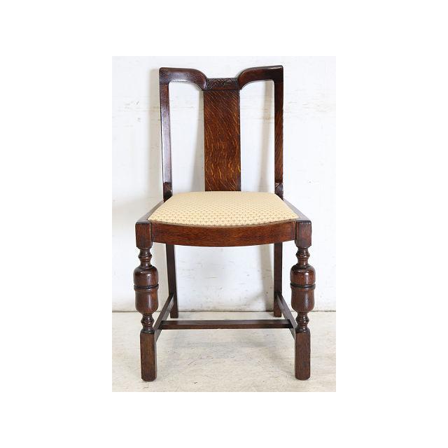 dn-49　1940年代イギリス製アンティーク ソリッドオーク 無垢材 ブドウのデザインの彫刻 ダブルカップレッグ ダイニングチェア 椅子 いす イス |  | 01