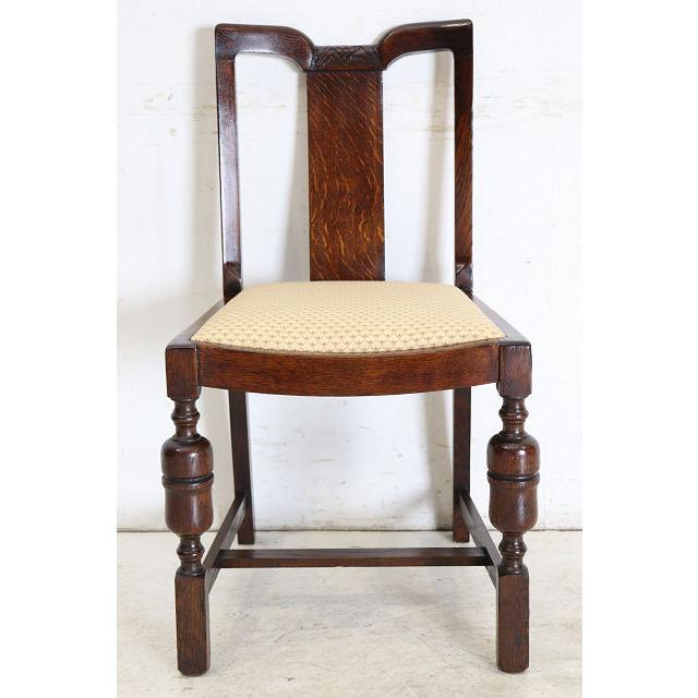 dn-49　1940年代イギリス製アンティーク ソリッドオーク 無垢材 ブドウのデザインの彫刻 ダブルカップレッグ ダイニングチェア 椅子 いす イス |  | 03