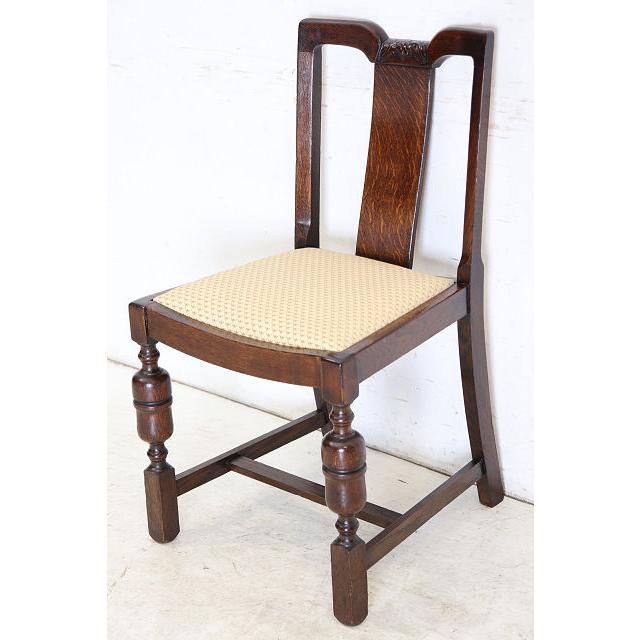 dn-49　1940年代イギリス製アンティーク ソリッドオーク 無垢材 ブドウのデザインの彫刻 ダブルカップレッグ ダイニングチェア 椅子 いす イス |  | 04