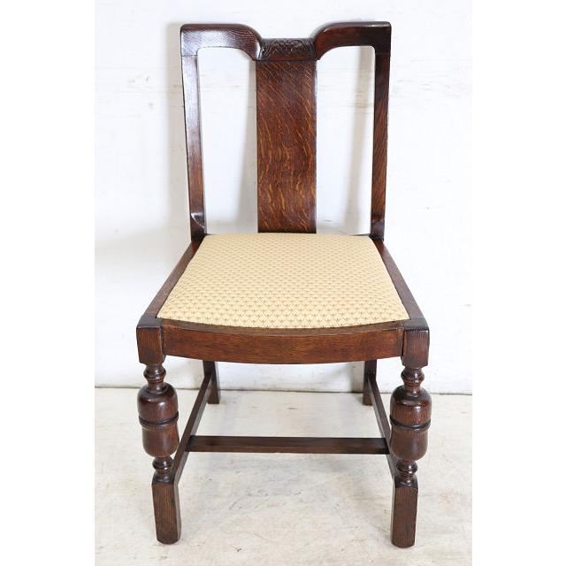 dn-49　1940年代イギリス製アンティーク ソリッドオーク 無垢材 ブドウのデザインの彫刻 ダブルカップレッグ ダイニングチェア 椅子 いす イス |  | 05