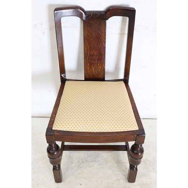 dn-49　1940年代イギリス製アンティーク ソリッドオーク 無垢材 ブドウのデザインの彫刻 ダブルカップレッグ ダイニングチェア 椅子 いす イス |  | 06