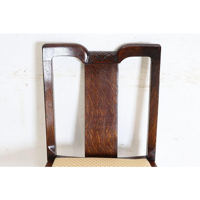 dn-49　1940年代イギリス製アンティーク ソリッドオーク 無垢材 ブドウのデザインの彫刻 ダブルカップレッグ ダイニングチェア 椅子 いす イス |  | 08