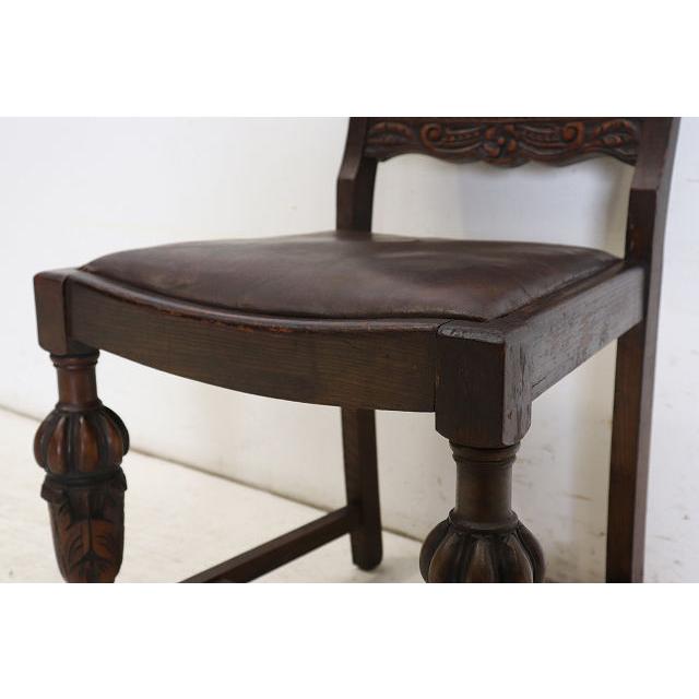 dn-4　1890年代イギリス製アンティーク ビクトリアン オーク レザーシート パネルバック ダイニングチェア 食卓椅子 いす イス (A) |  | 13