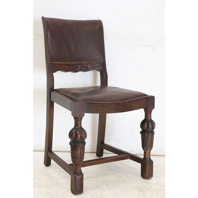 dn-4　1890年代イギリス製アンティーク ビクトリアン オーク レザーシート パネルバック ダイニングチェア 食卓椅子 いす イス (A) |  | 16