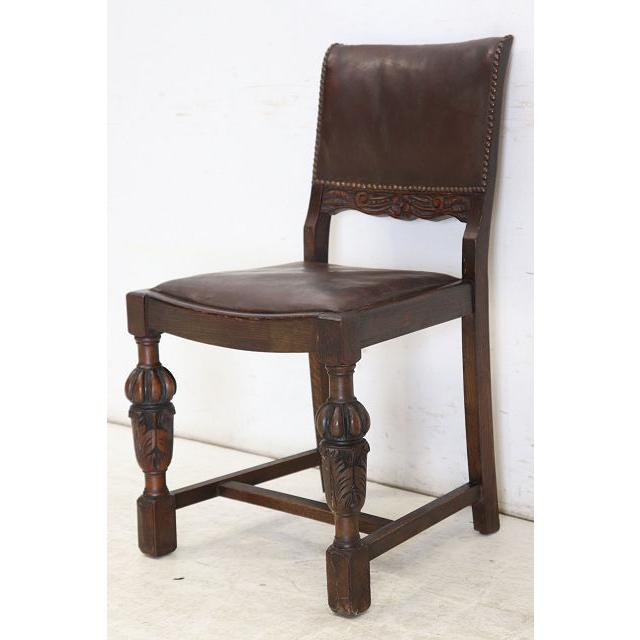 dn-4　1890年代イギリス製アンティーク ビクトリアン オーク レザーシート パネルバック ダイニングチェア 食卓椅子 いす イス (A) |  | 04