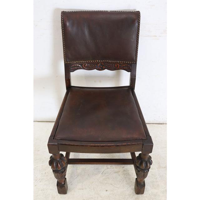 dn-4　1890年代イギリス製アンティーク ビクトリアン オーク レザーシート パネルバック ダイニングチェア 食卓椅子 いす イス (A) |  | 06