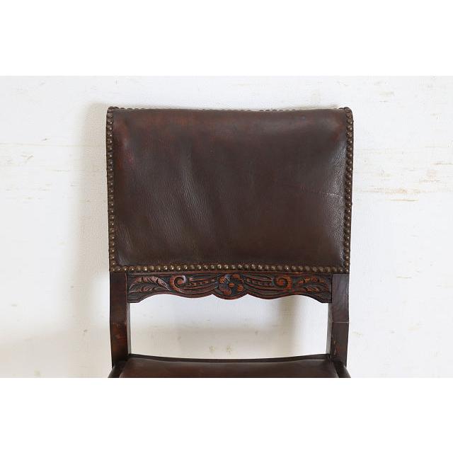 dn-4　1890年代イギリス製アンティーク ビクトリアン オーク レザーシート パネルバック ダイニングチェア 食卓椅子 いす イス (A) |  | 07