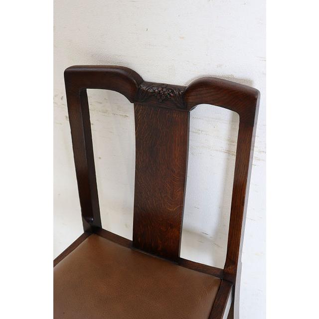 dn-50　1940年代イギリス製アンティーク ソリッドオーク 無垢材 レザーシート 本革 ダブルカップレッグ ダイニングチェア 椅子 いす イス（A） |  | 10