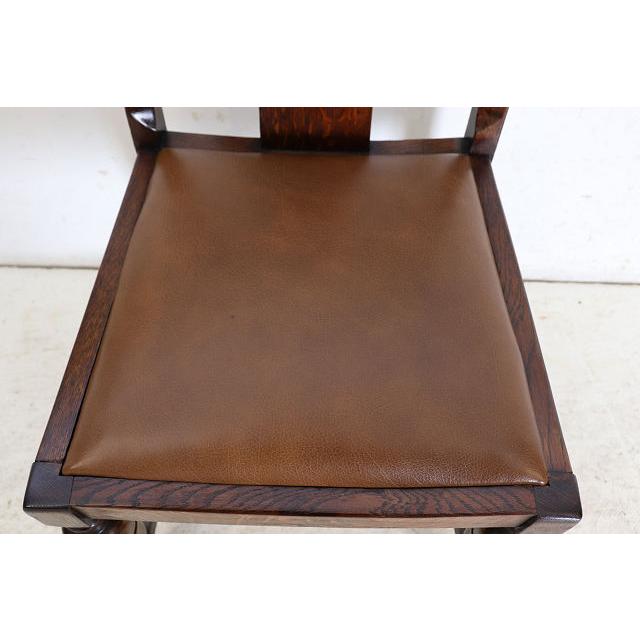 dn-50　1940年代イギリス製アンティーク ソリッドオーク 無垢材 レザーシート 本革 ダブルカップレッグ ダイニングチェア 椅子 いす イス（A） |  | 11