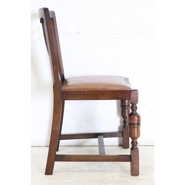 dn-50　1940年代イギリス製アンティーク ソリッドオーク 無垢材 レザーシート 本革 ダブルカップレッグ ダイニングチェア 椅子 いす イス（A） |  | 18