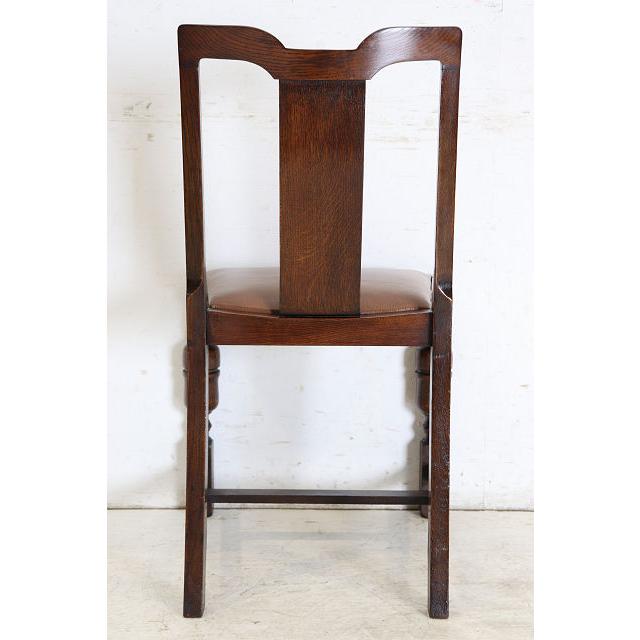 dn-50　1940年代イギリス製アンティーク ソリッドオーク 無垢材 レザーシート 本革 ダブルカップレッグ ダイニングチェア 椅子 いす イス（A） |  | 19