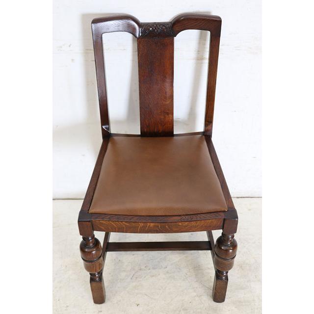 dn-50　1940年代イギリス製アンティーク ソリッドオーク 無垢材 レザーシート 本革 ダブルカップレッグ ダイニングチェア 椅子 いす イス（A） |  | 06