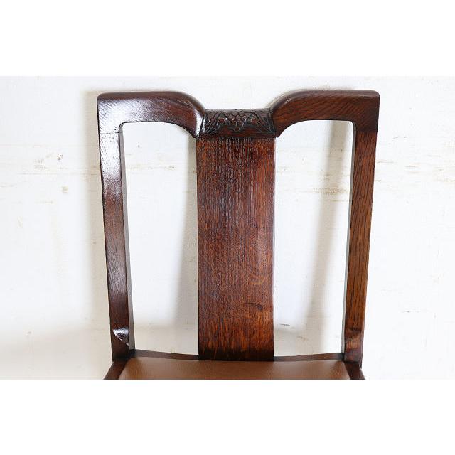 dn-50　1940年代イギリス製アンティーク ソリッドオーク 無垢材 レザーシート 本革 ダブルカップレッグ ダイニングチェア 椅子 いす イス（A） |  | 07